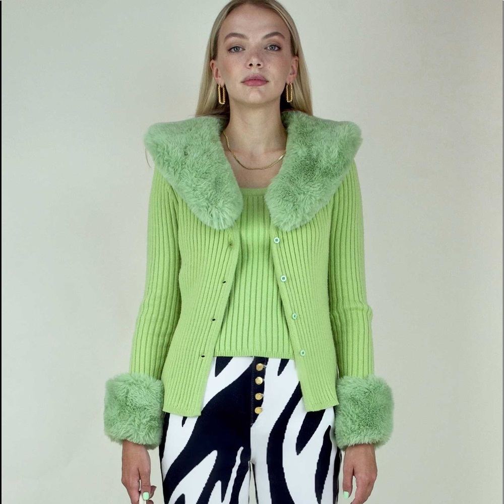 House Of Sunny Peggy Cardigan In Green